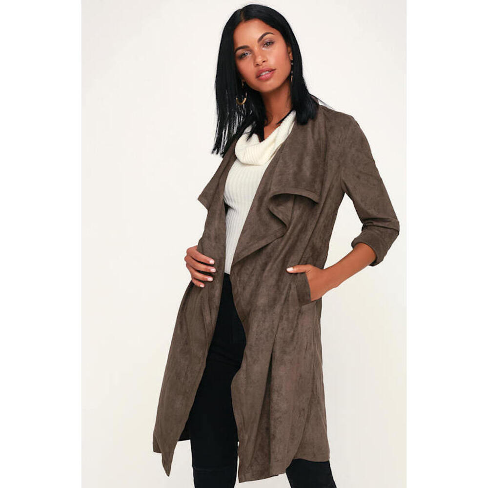Lulus City Of Trees Brown Suede Jacket - Size Small